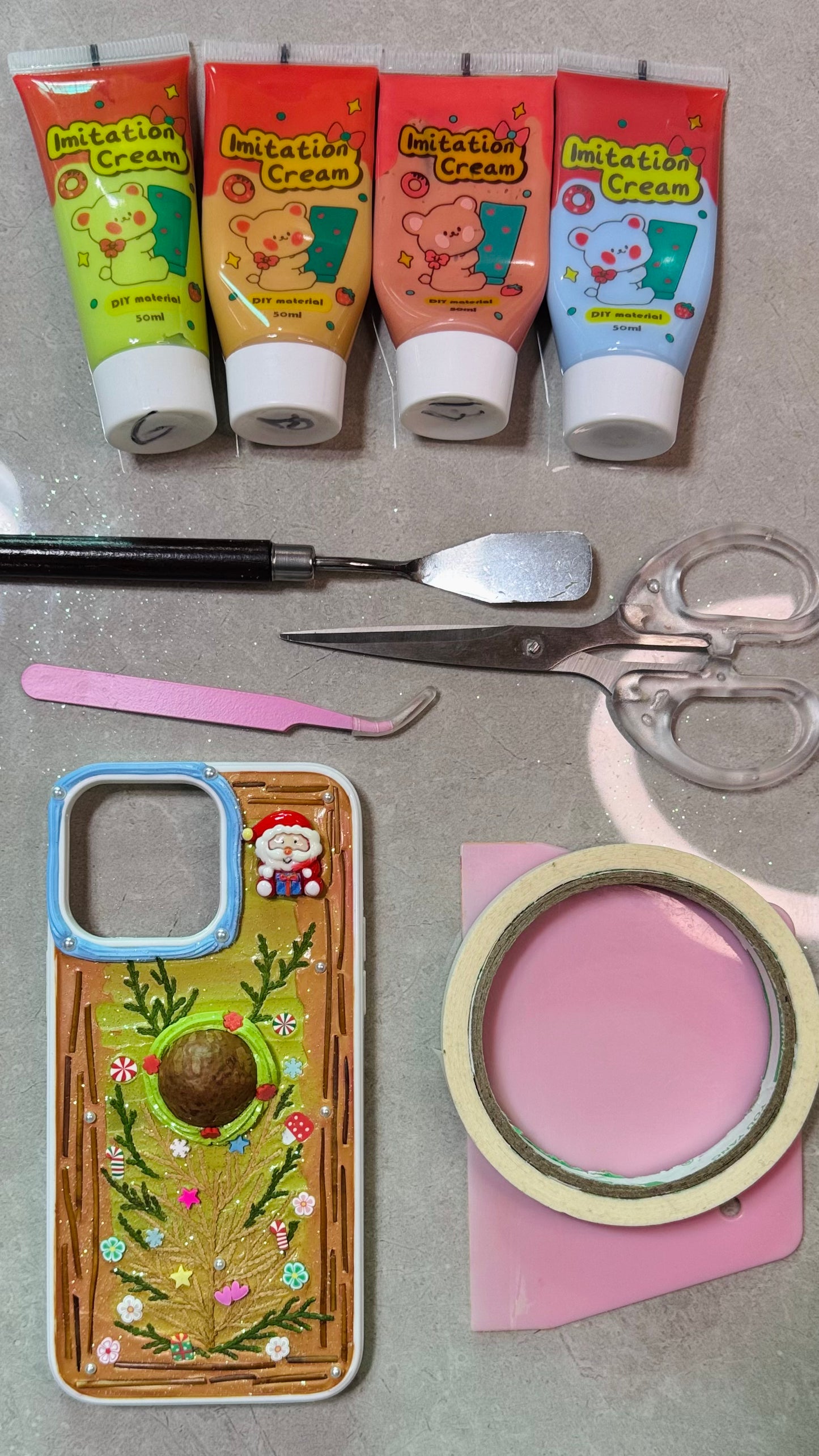 Gingerbread Christmas Tree Phone Case with 3D Santa Charm