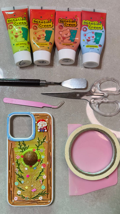 Gingerbread Christmas Tree Phone Case with 3D Santa Charm