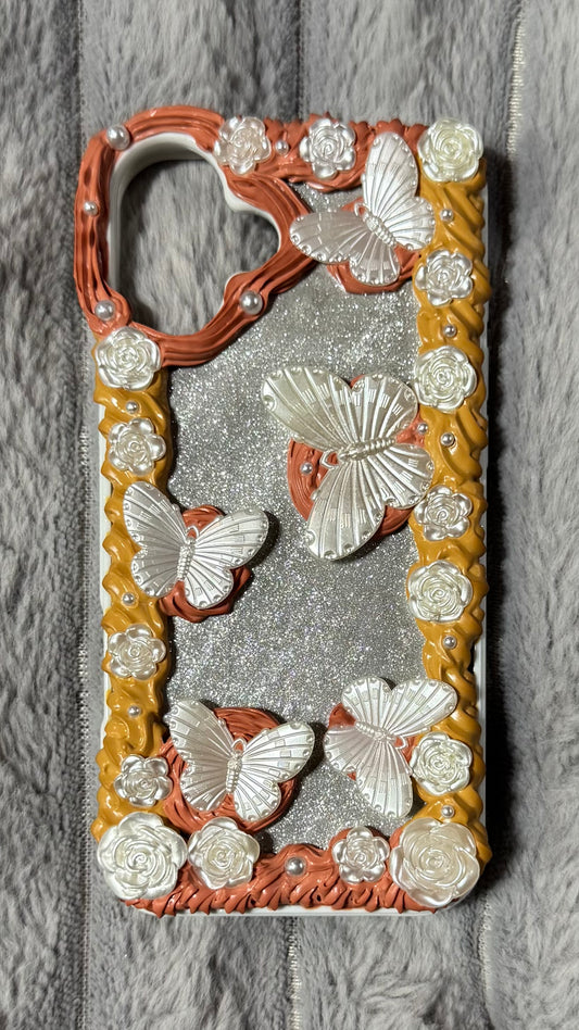 ✨ Glitter Butterfly Garden iPhone Case – 3D Floral Charm ✨.2