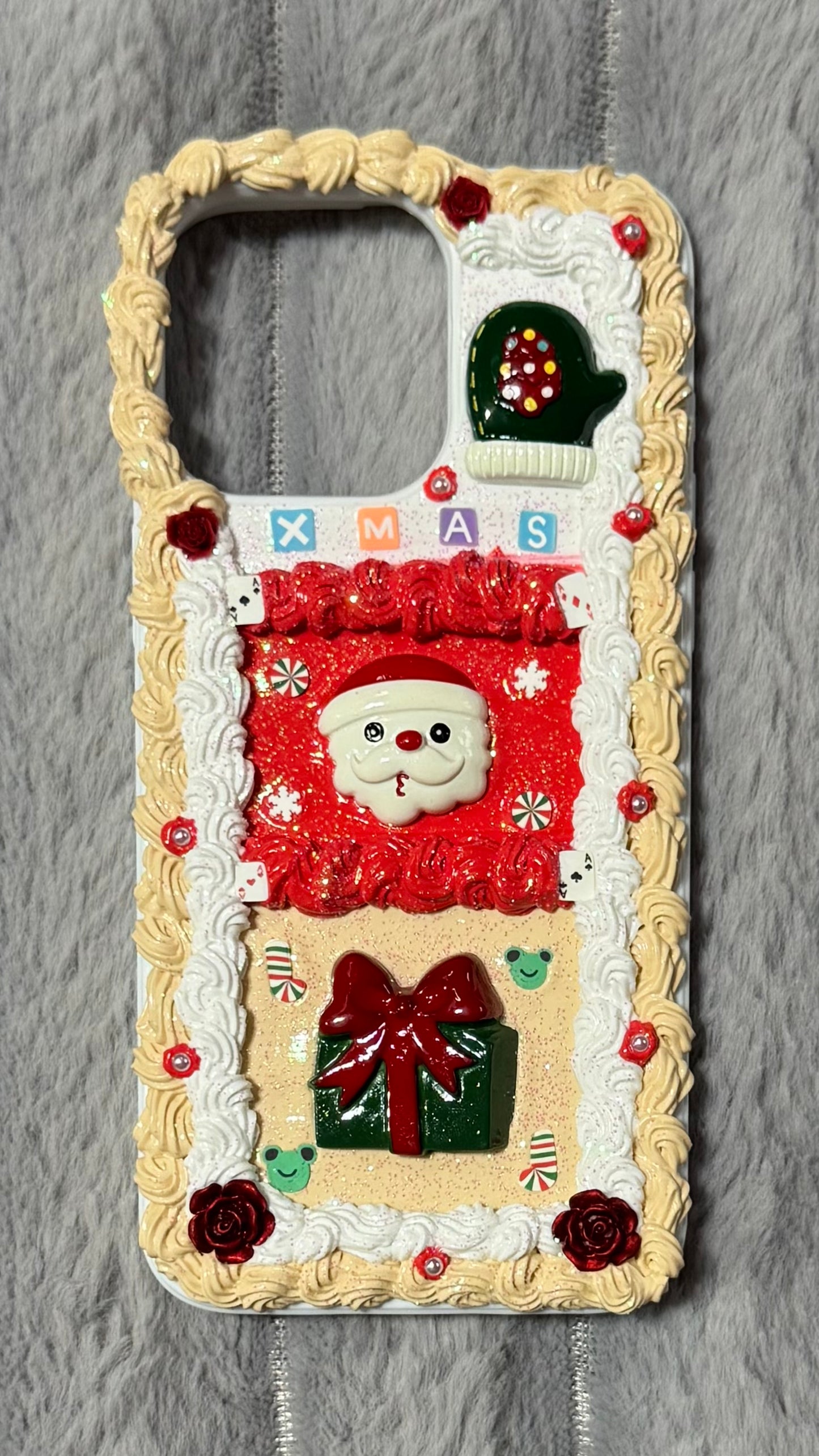 Glitter Santa Xmas Gift Box Frosting Phone Case – Handmade
