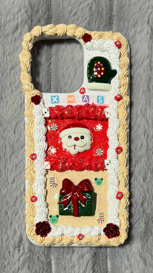 Glitter Santa Xmas Gift Box Frosting Phone Case – Handmade