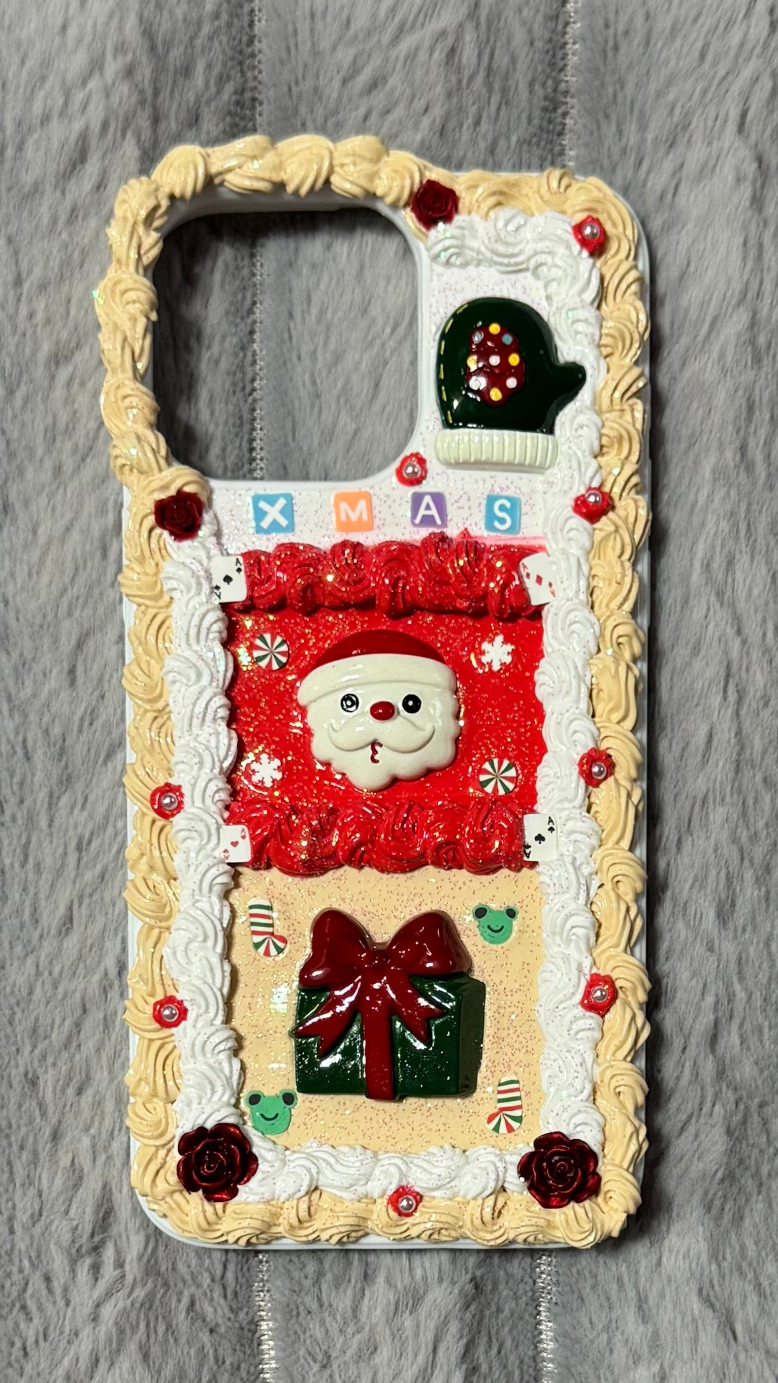 Glitter Santa Xmas Gift Box Frosting Phone Case – Handmade