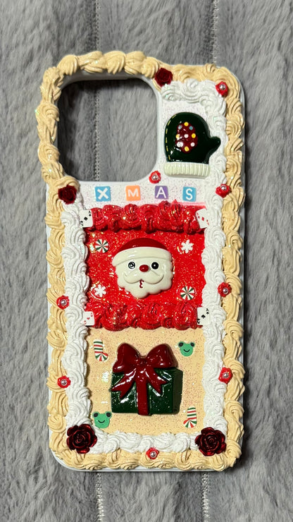 Glitter Santa Xmas Gift Box Frosting Phone Case – Handmade