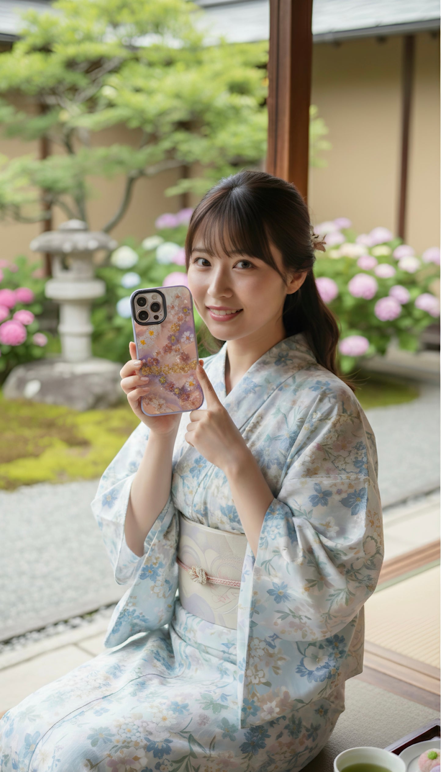 Handcrafted Pastel Floral Phone Case with Fabric Flowers