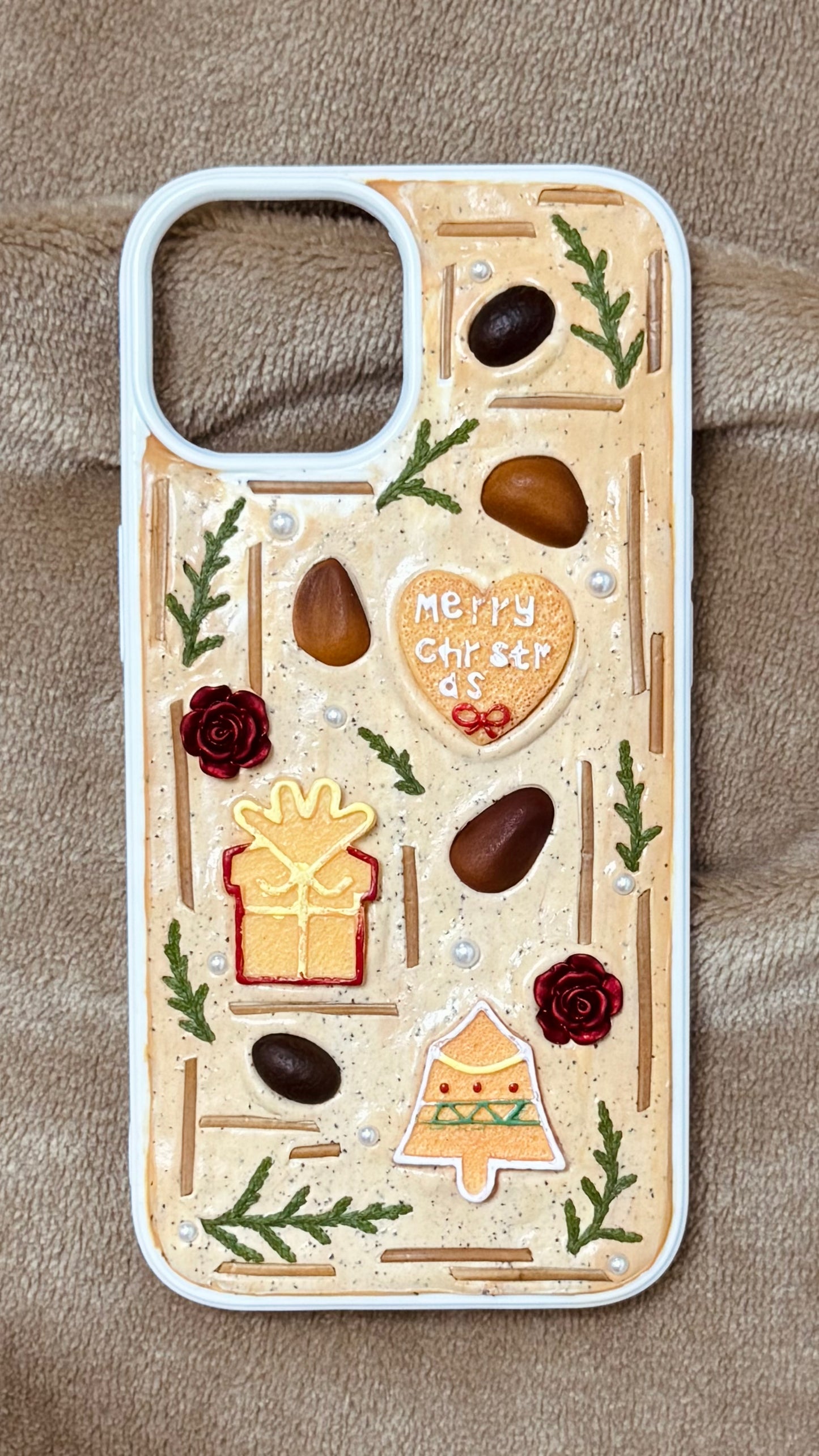 Funda para teléfono hecha a mano con pegamento crema “Vibrant Bloom” 