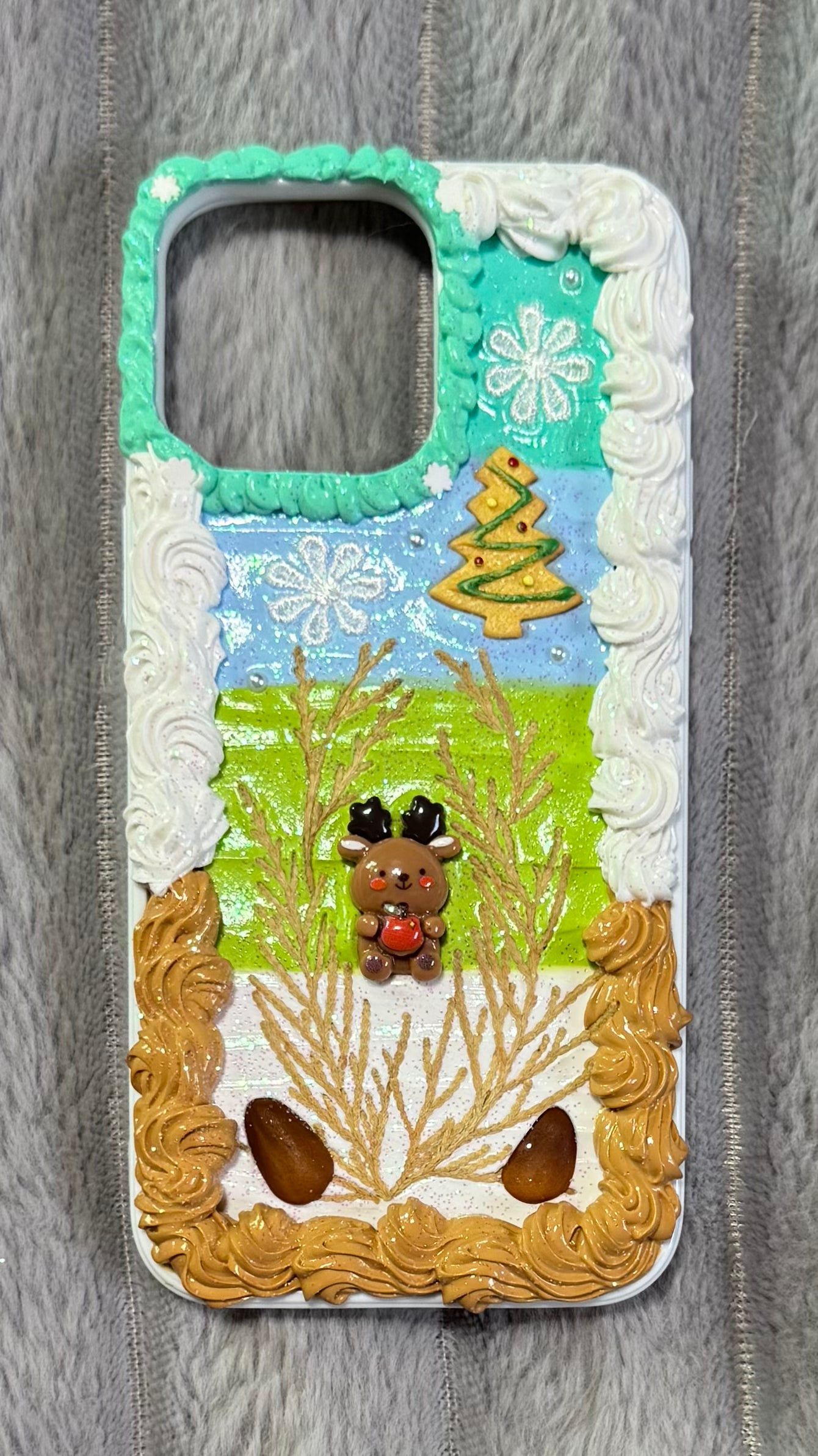 Handmade Christmas Reindeer Whipped Cream Phone Case