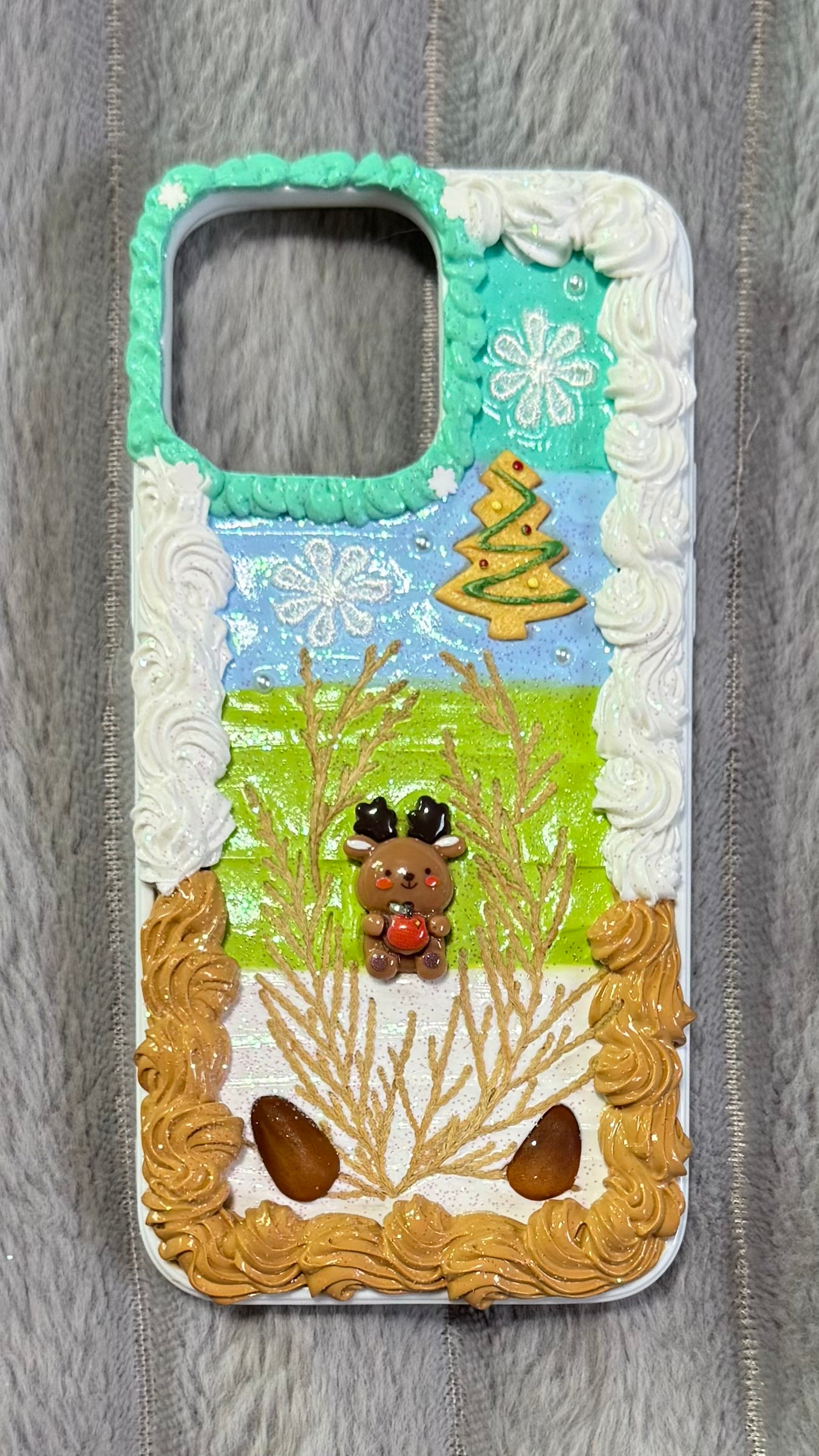 Handmade Christmas Reindeer Whipped Cream Phone Case