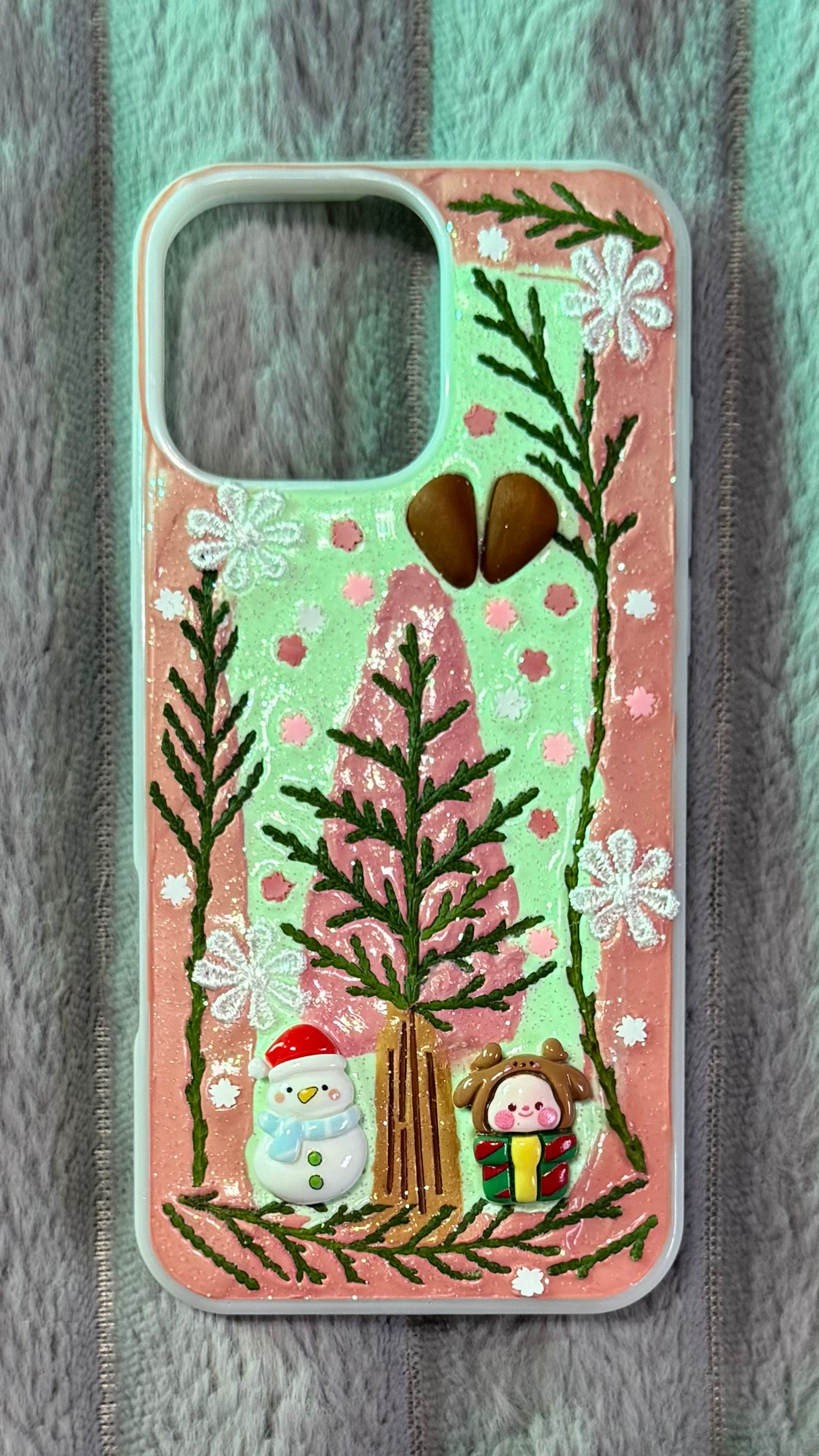 Handmade Dreamy Forest Christmas Phone Case – Creamy Cases Handmade Dreamy Forest Christmas Phone Case – Creamy Cases