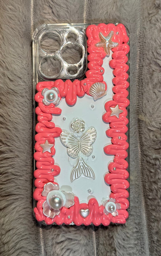Funda para teléfono hecha a mano con pegamento crema “Vibrant Bloom” 