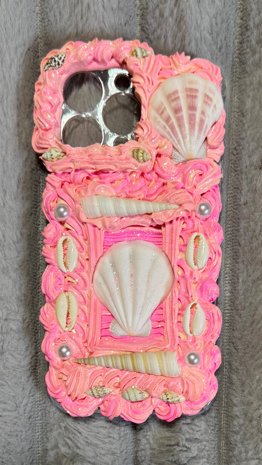 Handmade Pink Seashell Decoden Whip Phone Case
