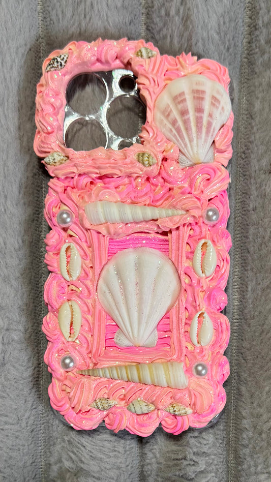 Handmade Pink Seashell Decoden Whip Phone Case