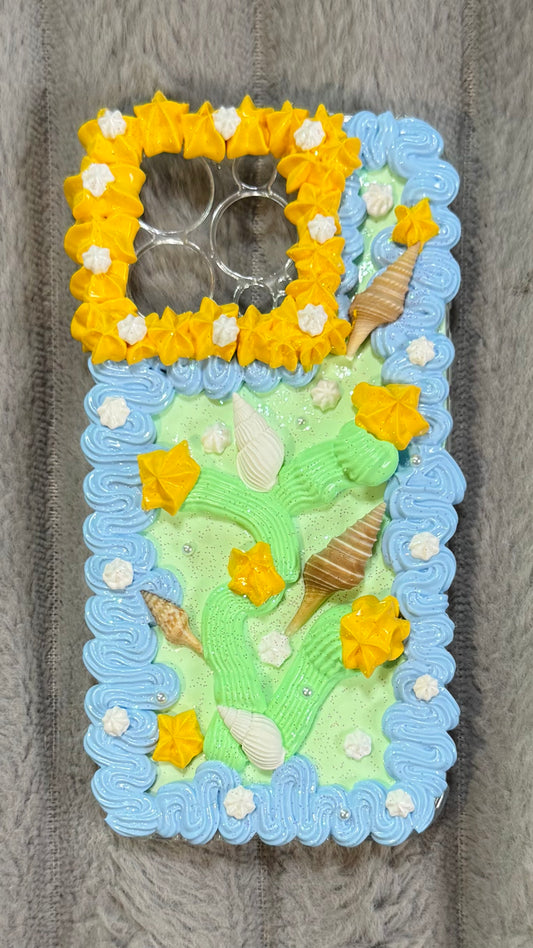 Aqua Seashell Decoden Phone Case | Soft Girl Aesthetic