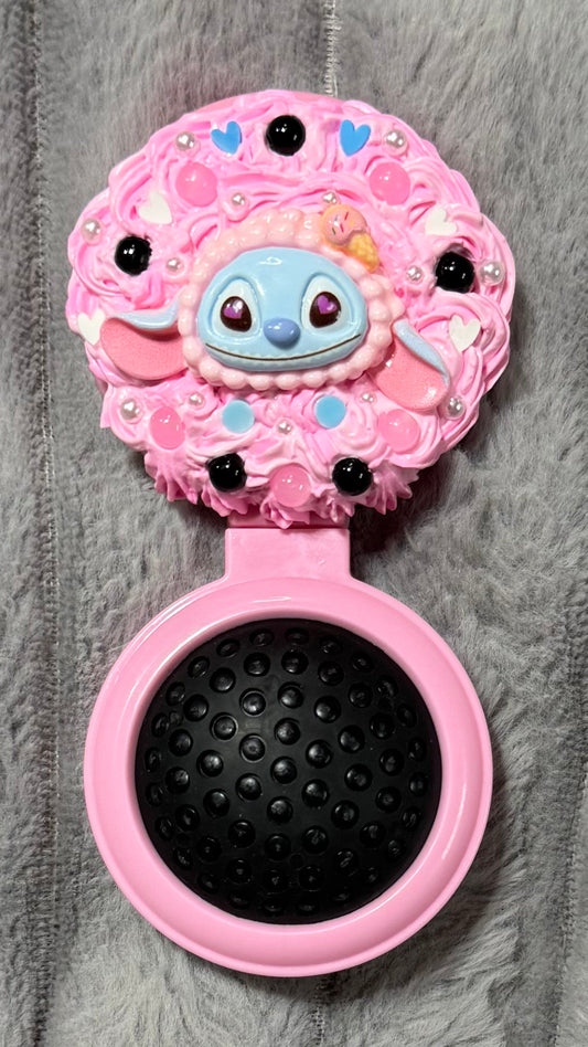 Handmade Cream Glue Cushion Comb – Stitch Edition | Kawaii Detangler Brush