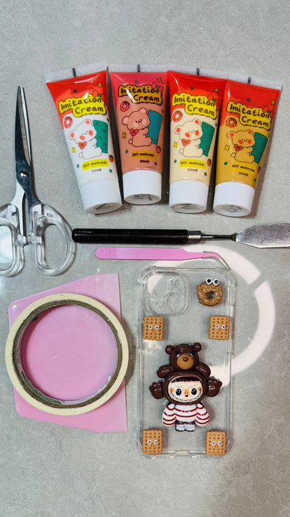 Funda para teléfono hecha a mano con pegamento crema “Vibrant Bloom” 