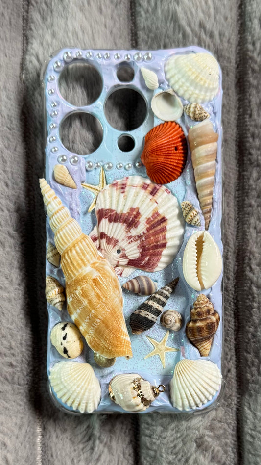 Ocean-Inspired Handmade Seashell Whipped Cream Phone Case – Custom Beach Aesthetic