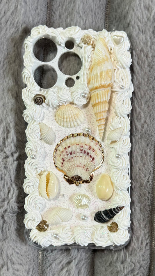Handmade Ocean Shell Cream Phone Case – Beachcore Aesthetic