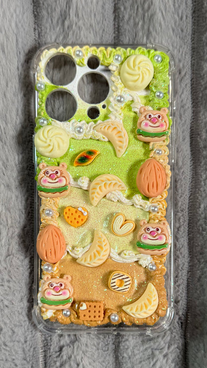 Funda para teléfono hecha a mano con pegamento crema “Vibrant Bloom” 