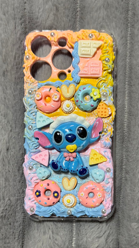 🍩 Kawaii Stitch Dessert Phone Case – Handmade 3D Creamy Whip Art for iPhone & Samsung