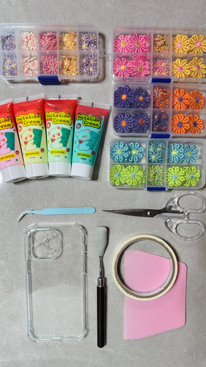 🌼 Pastel Garden Whipped Cream Phone Case – Handmade 3D Floral Fantasy