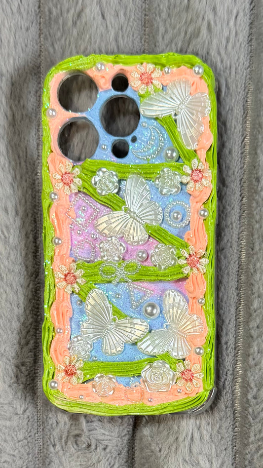 🦋 Fairycore Garden Dream Phone Case – Handmade 3D Whipped Cream Art for iPhone & Samsung