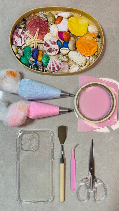 ✨ Ocean Dream Pink Seashell Whipped Cream Phone Case – Handmade Coastal Aesthetic for iPhone & Samsung