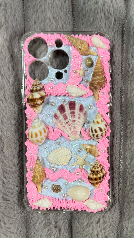 ✨ Ocean Dream Pink Seashell Whipped Cream Phone Case – Handmade Coastal Aesthetic for iPhone & Samsung