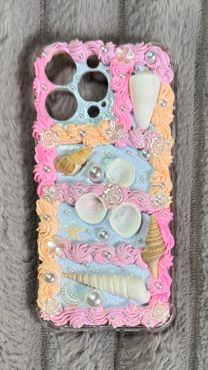 Funda para teléfono hecha a mano con pegamento crema “Vibrant Bloom” 