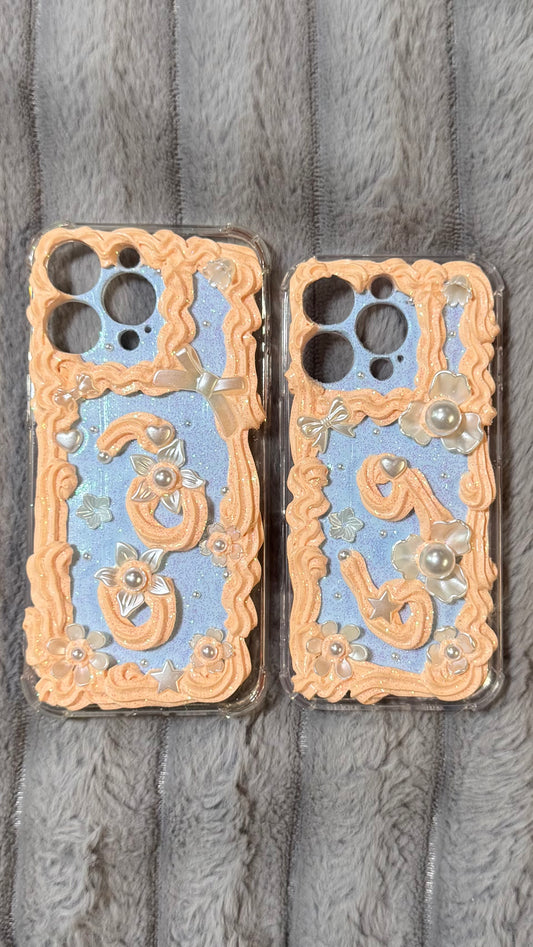 2 Regal Peach Pearl Whip Phone Cases – Handmade Baroque Glamour