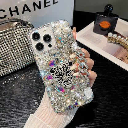 Funda para teléfono hecha a mano con pegamento crema “Vibrant Bloom” 