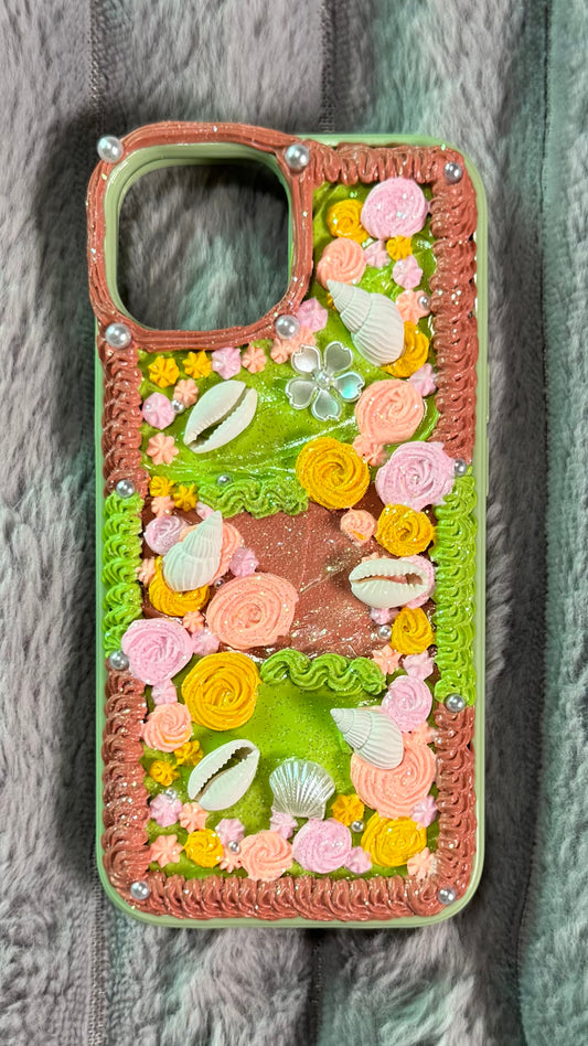 Funda para teléfono hecha a mano con pegamento crema “Vibrant Bloom” 