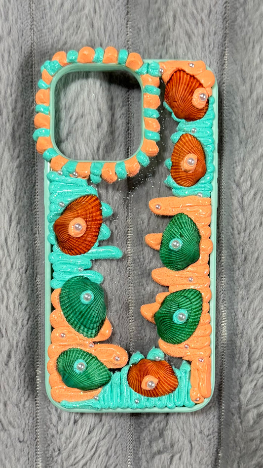 Funda para teléfono hecha a mano con pegamento crema “Vibrant Bloom” 