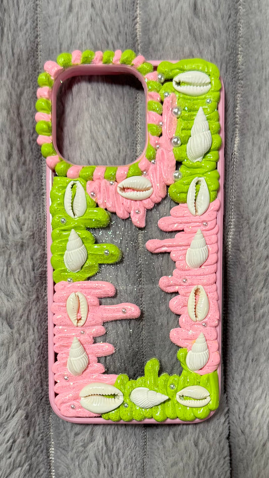 Funda para teléfono hecha a mano con pegamento crema “Vibrant Bloom” 