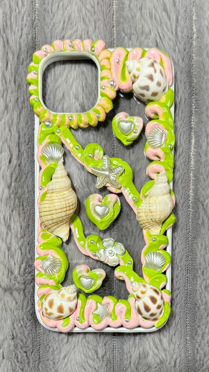 Dreamy Seashell Whipped Cream Phone Case – Pink & Lime Glow