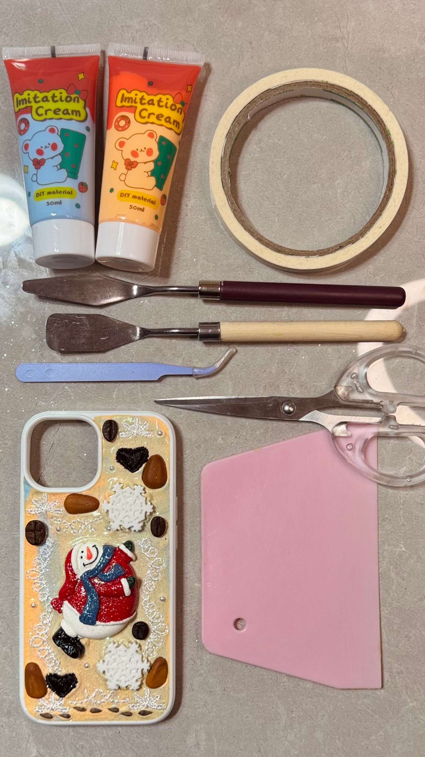 Handmade Christmas Snowman Cream Phone Case