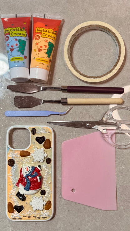 Handmade Christmas Snowman Cream Phone Case