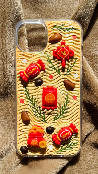 Funda para teléfono hecha a mano con pegamento crema “Vibrant Bloom” 