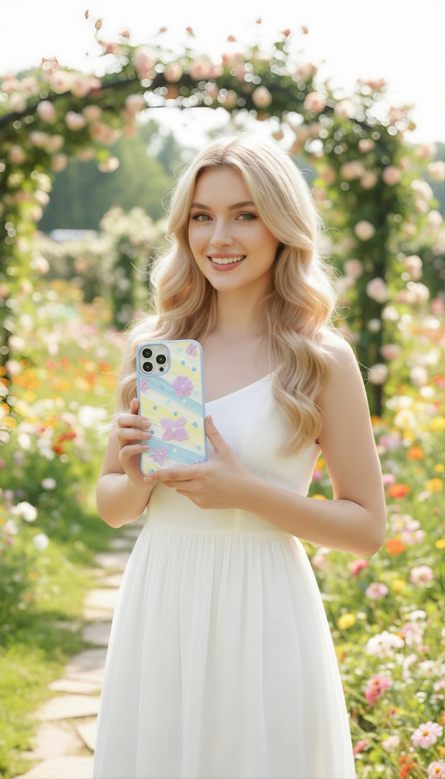Romantic Lavender Bloom Handmade Cream Phone Case