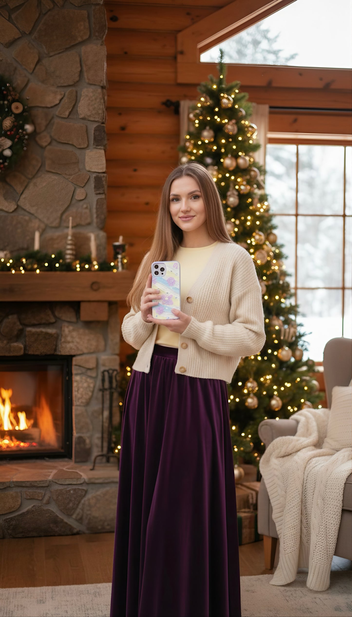 Romantic Lavender Bloom Handmade Cream Phone Case