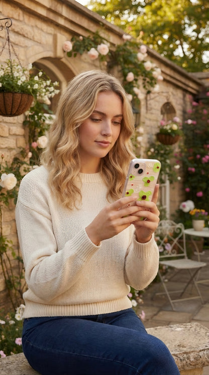 Matcha Rose & Pearls: Romantic Handmade Decoden Case