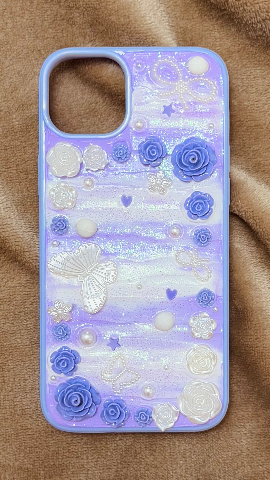 Romantic Lavender Rose & Butterfly 3D Decoden Case