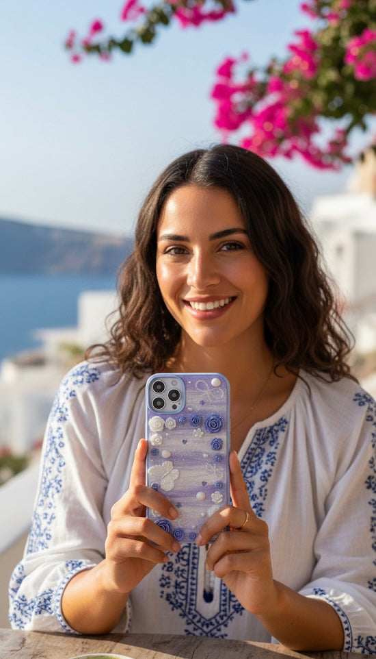 Romantic Lavender Rose & Butterfly 3D Decoden Case