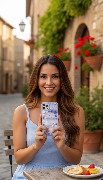 Romantic Lavender Rose & Butterfly 3D Decoden Case