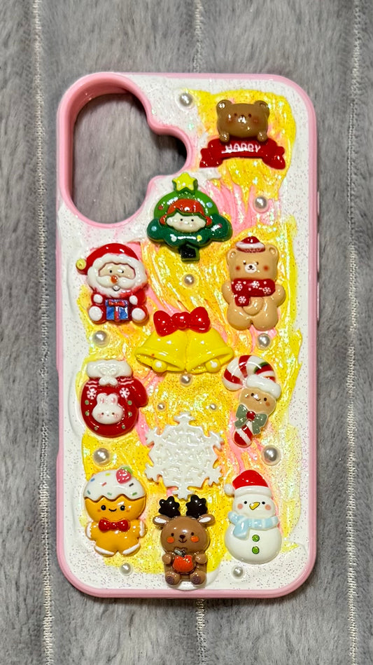Kawaii Decoden Christmas Phone Case - 3D Santa & Reindeer