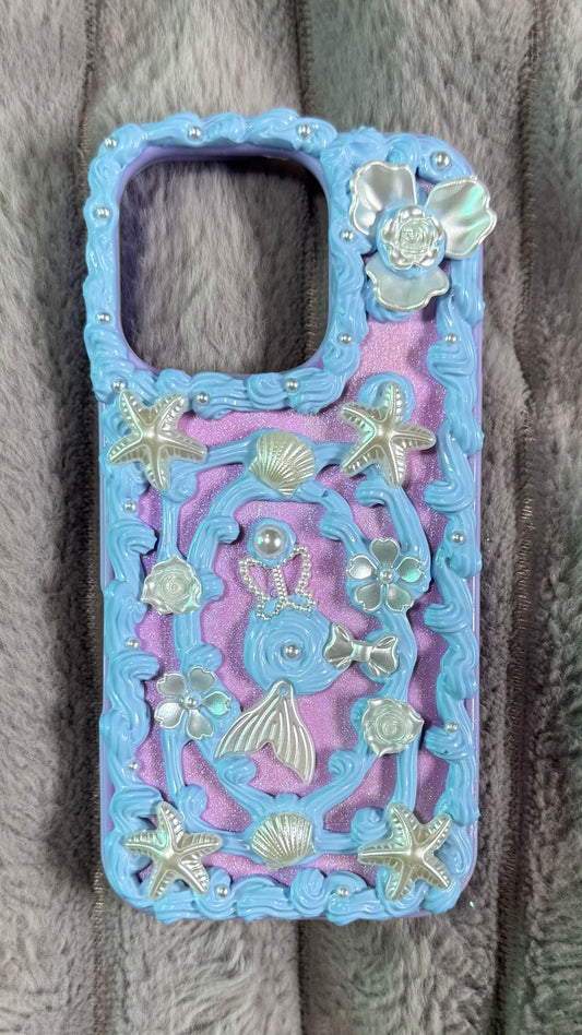 🌊 Mermaid’s Dream | Handmade Ocean Fantasy Cream Phone Case