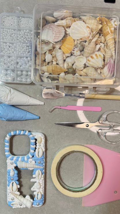 ✨ Ocean Dream Seashell Cream Phone Case – Handmade ✨.materials