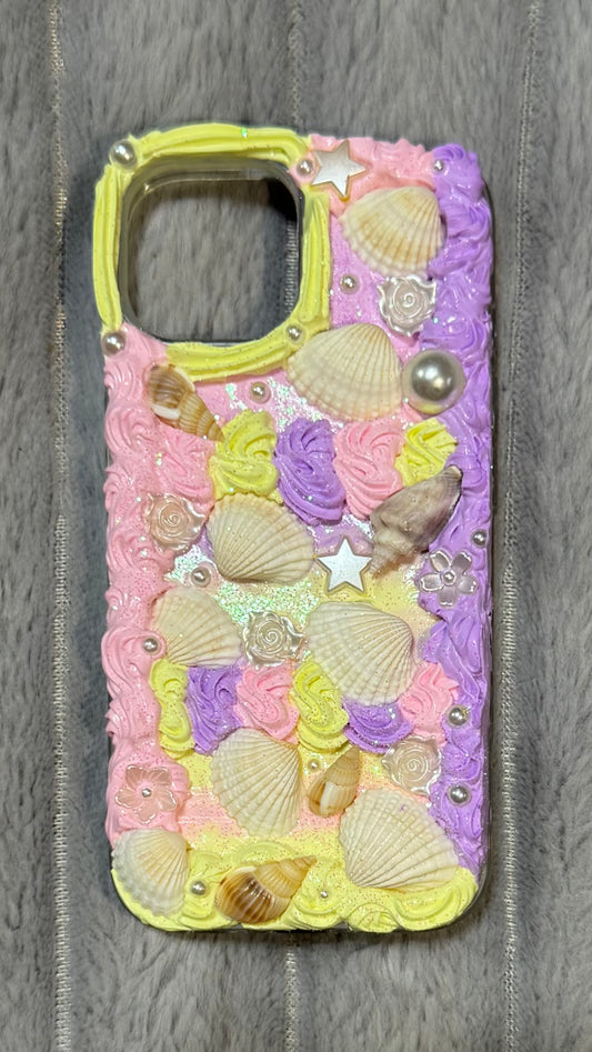 Ocean Mermaid Core Glitter Case, Handmade Shell Resin Art