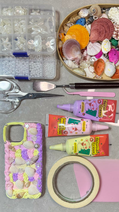 Ocean Mermaid Core Glitter Case, Handmade Shell Resin Art.materials