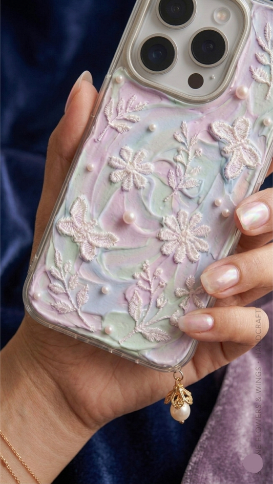 Pastel Butterfly & Floral 3D Embroidery Decoden Case