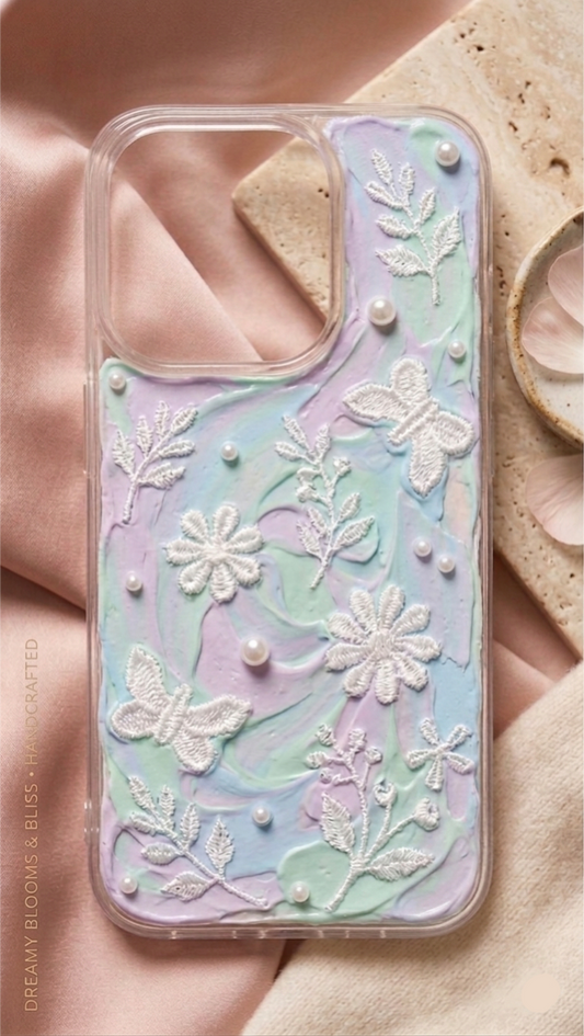 Pastel Butterfly & Floral 3D Embroidery Decoden Case