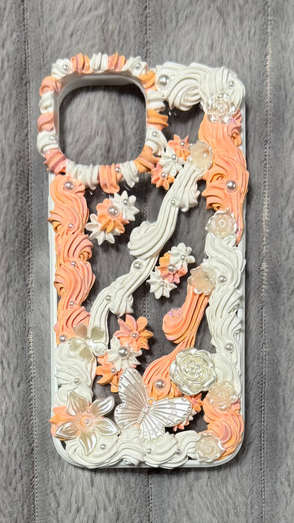 Peach Dream Butterfly Whipped Cream Phone Case